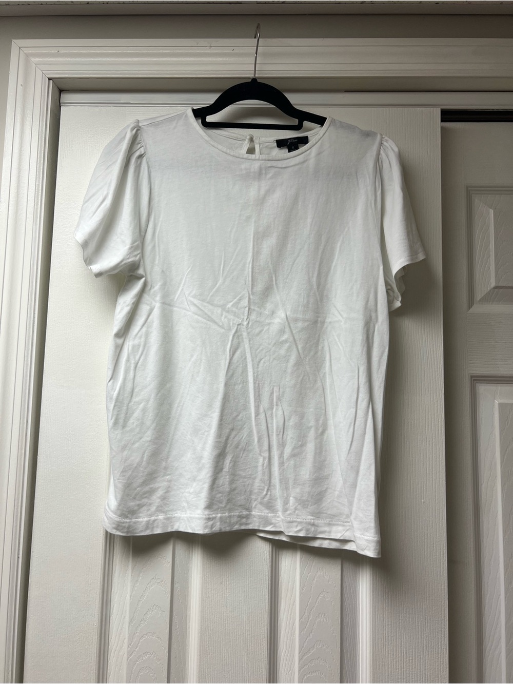 J. Crew White Puff-Sleeve Cotton Tee